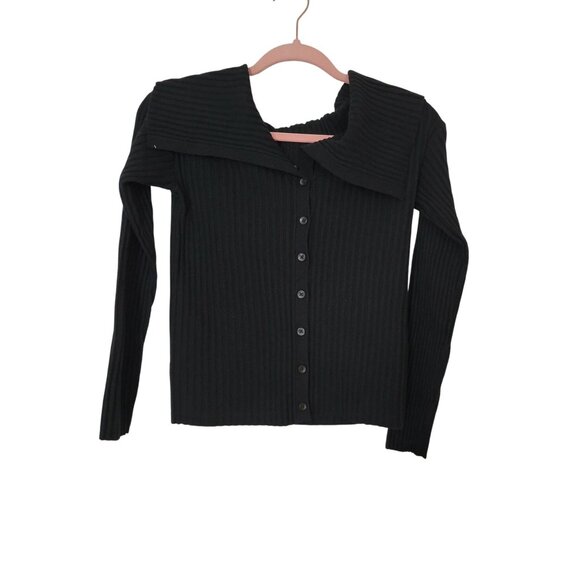 Wild Fable Black Button Down Sweater Shawl Collar Size S - Picture 14 of 14